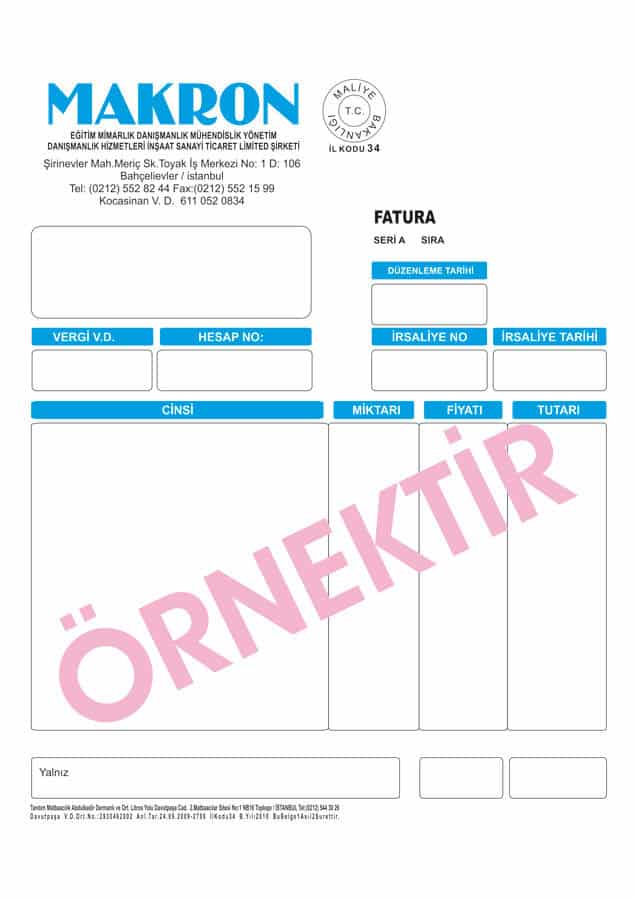 fatura basimi 7 - Pendik Fatura Basımı