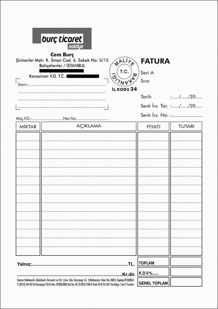 Tuzla Fatura Basımı