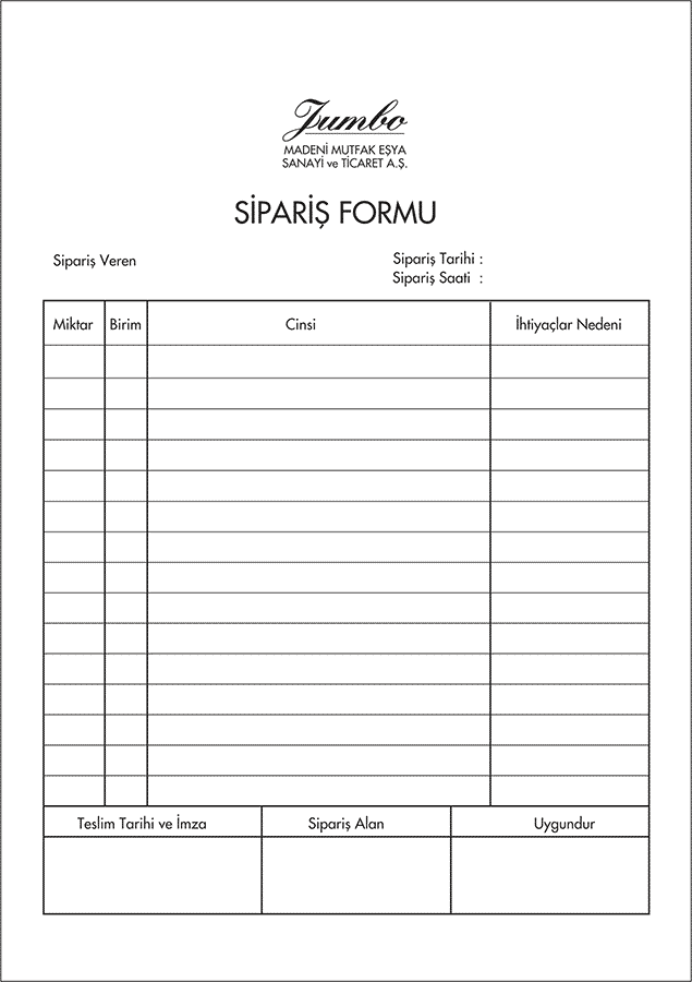 jumbo sipariş formu - Sipariş Formu